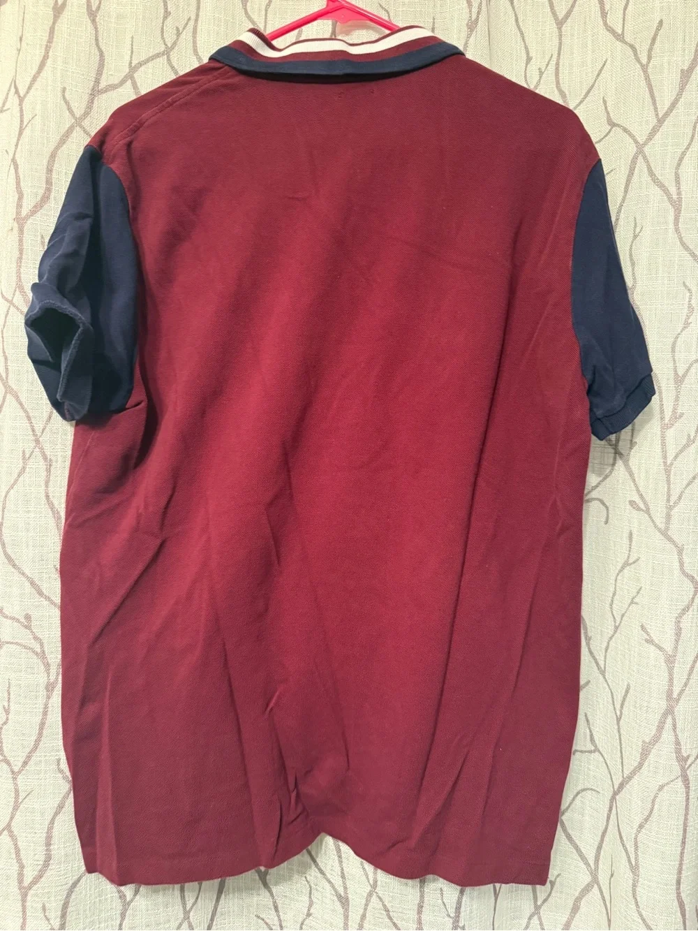 Ralph Lauren Burgundy Polo with Navy Contrast Sleeves